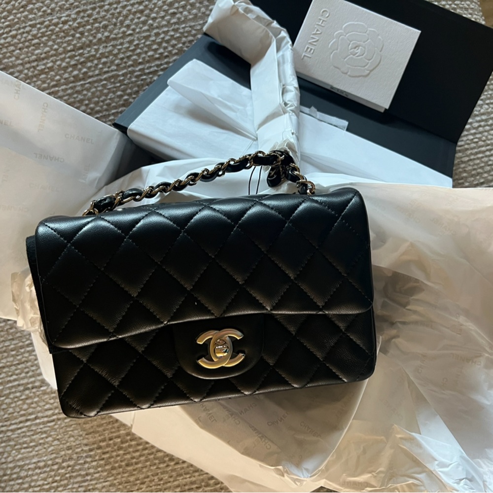 Black Chanel mini classic rectangle flapbag